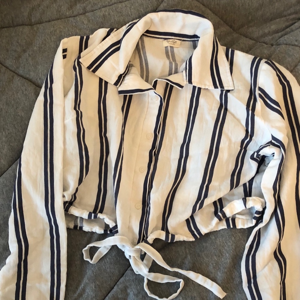 brandy melville striped collared shirt